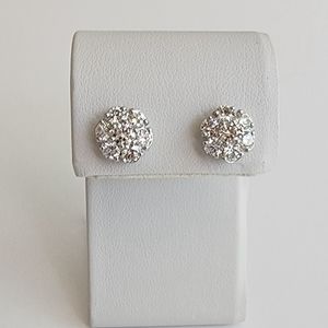 2.02 CT Round Lab Grown Diamond Cluster Flower Earrings G Color VS1